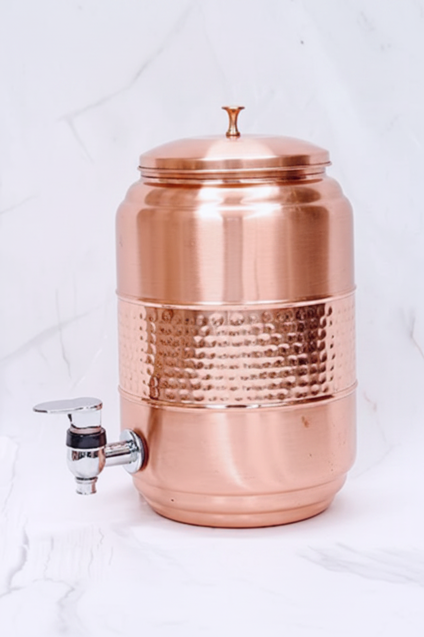 Pure Copper Half Hammered Water Dispenser (Matka) 5000ML