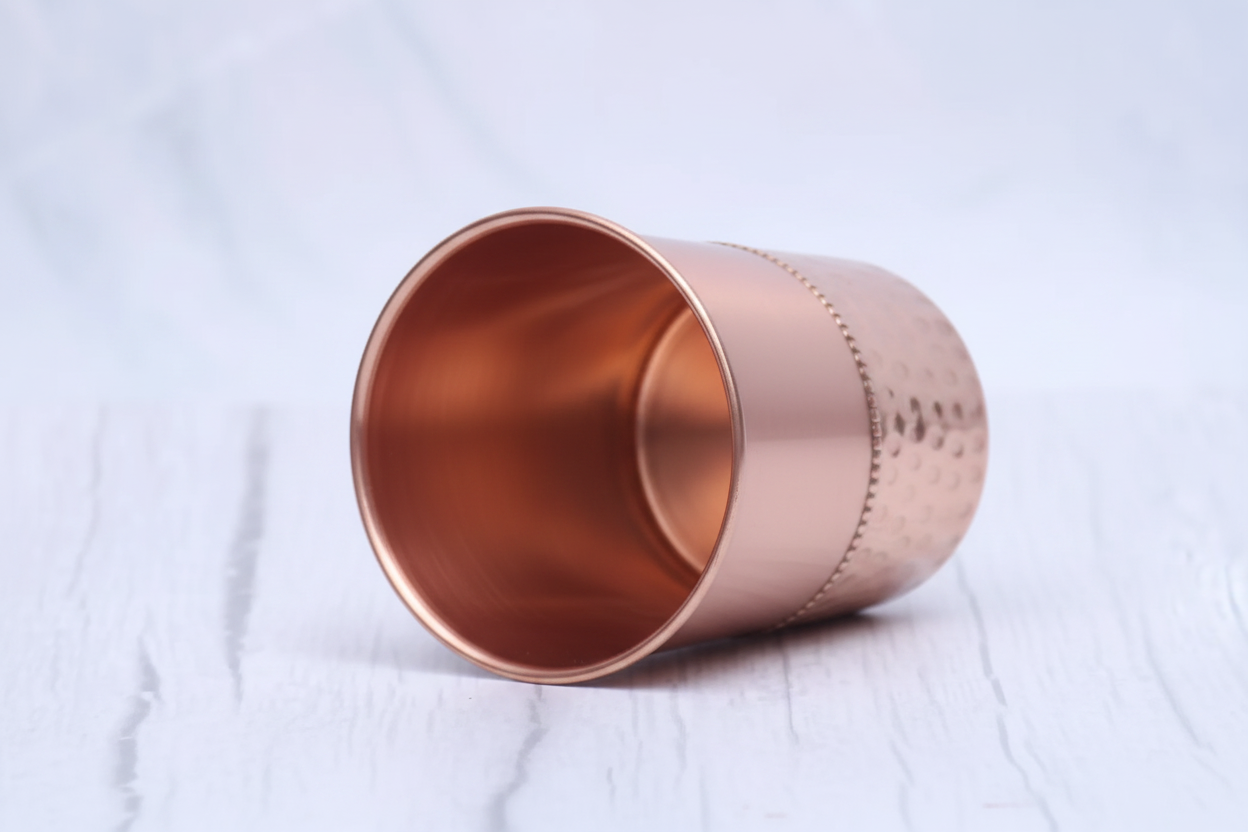 Pure Copper Half-Hammered Tumbler Glass – Set of 2 | 300ml