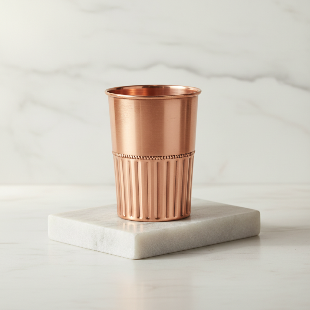Pure Copper Half Rope Design Tumbler Glass | Set of 2 | 300ml | Ayurvedic Tamra Jal | Designed in Norway