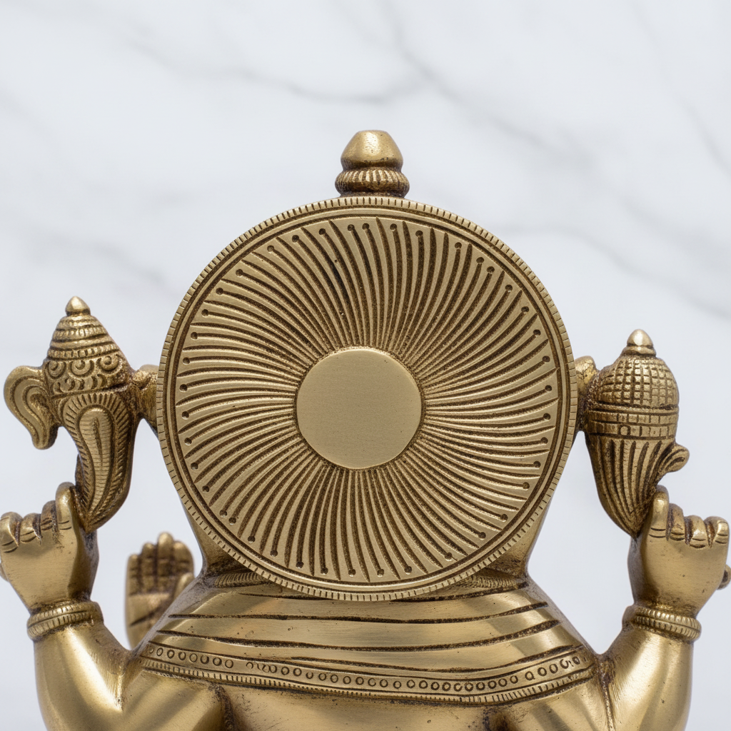 Brass Ganesha Idol – 8.5" Ganpati Statue | Handcrafted Spiritual Showpiece