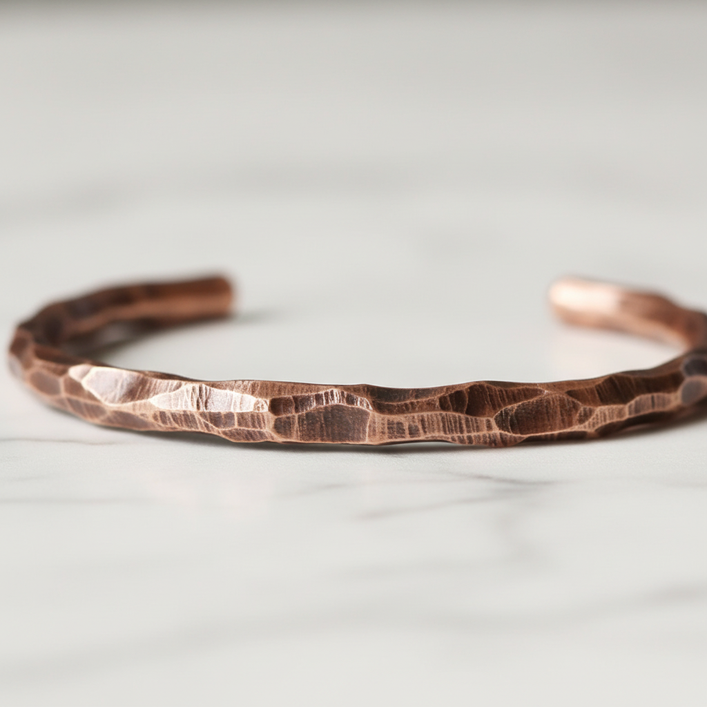 Pure Copper Hammered Cuff Bracelet | Viking Rustic Design | Handcrafted | Wellness Jewelry | Designed in Norway