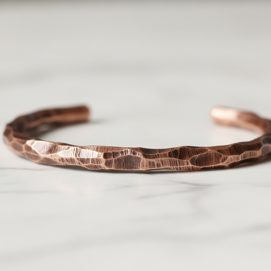 Pure Copper Hammered Cuff Bracelet | Viking Rustic Design | Handcrafted | Wellness Jewelry | Designed in Norway