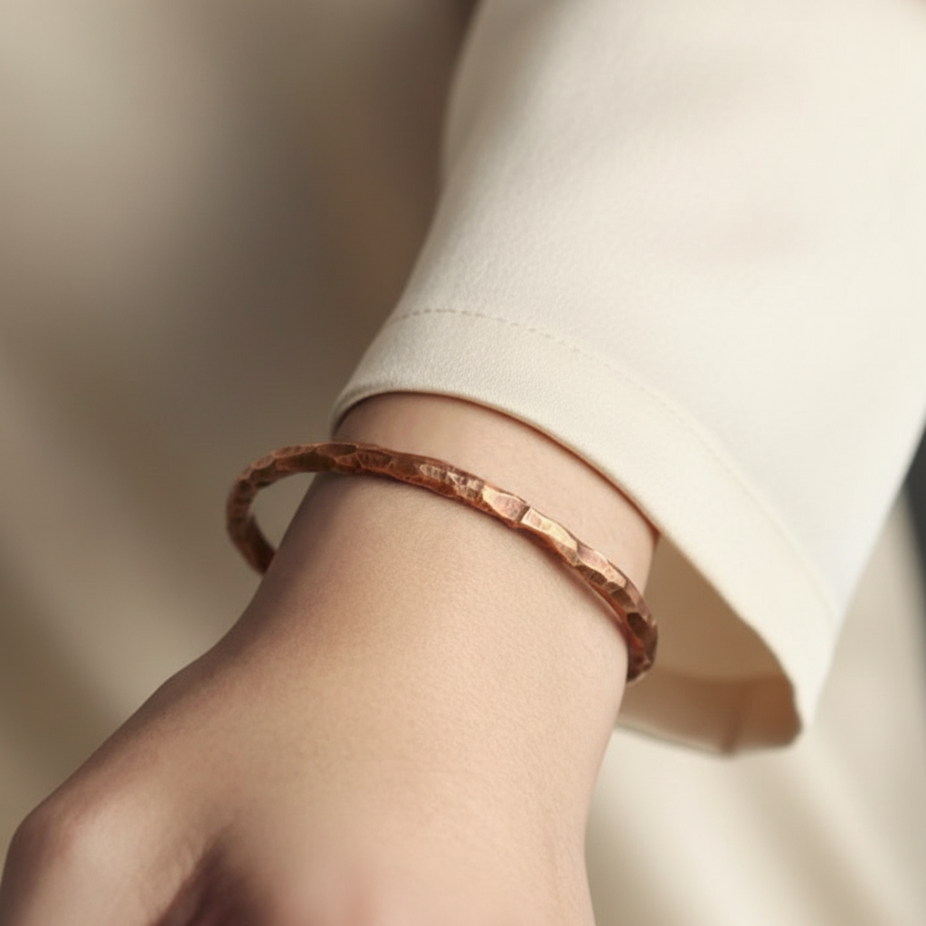 Pure Copper Hammered Cuff Bracelet | Viking Rustic Design | Handcrafted | Wellness Jewelry | Designed in Norway