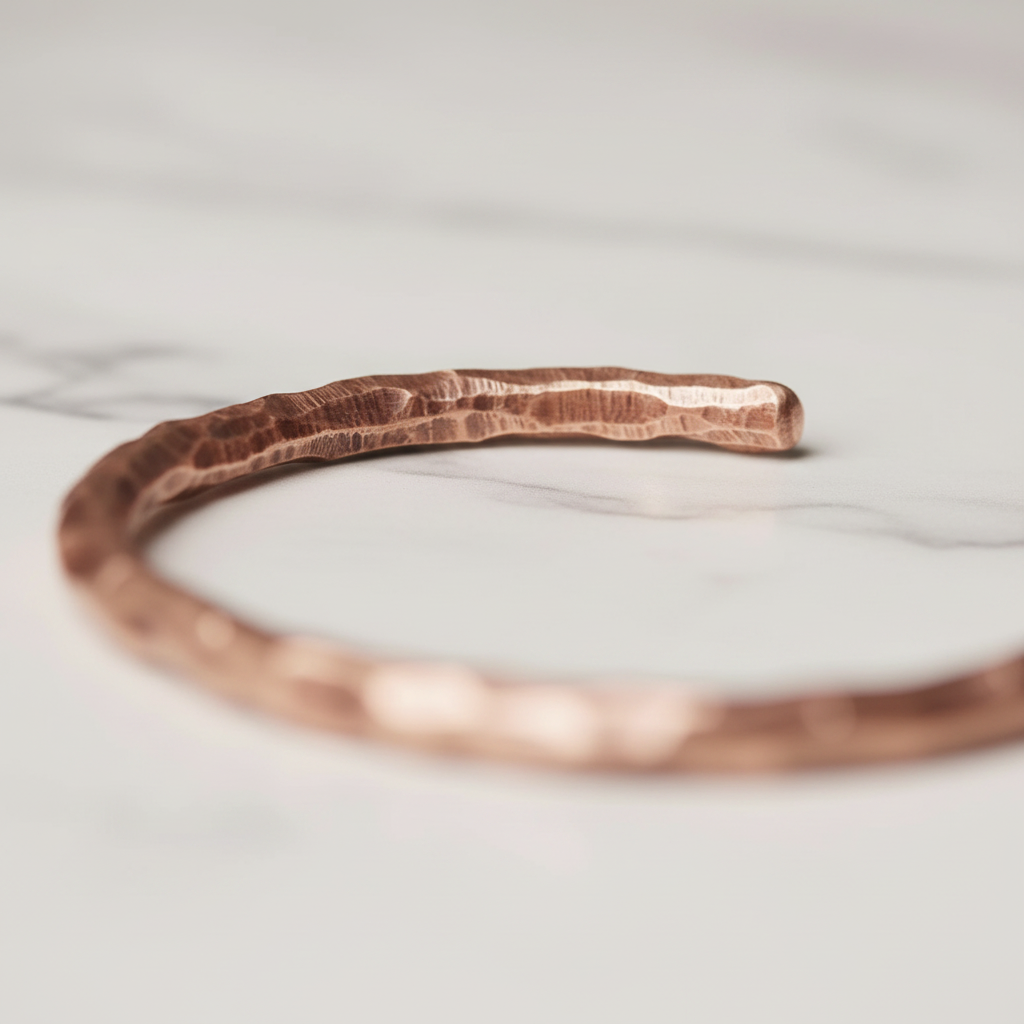 Pure Copper Hammered Cuff Bracelet | Viking Rustic Design | Handcrafted | Wellness Jewelry | Designed in Norway
