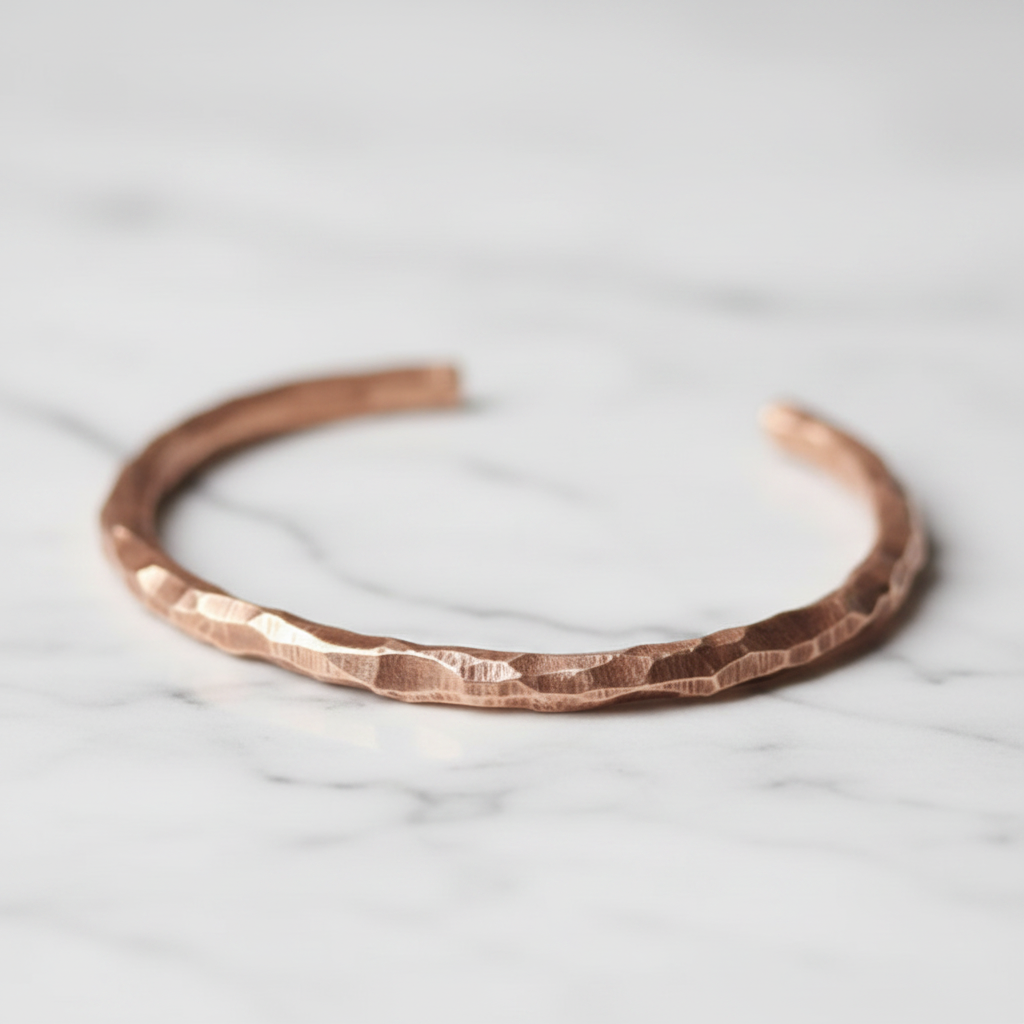 Pure Copper Hammered Cuff Bracelet | Viking Rustic Design | Handcrafted | Wellness Jewelry | Designed in Norway