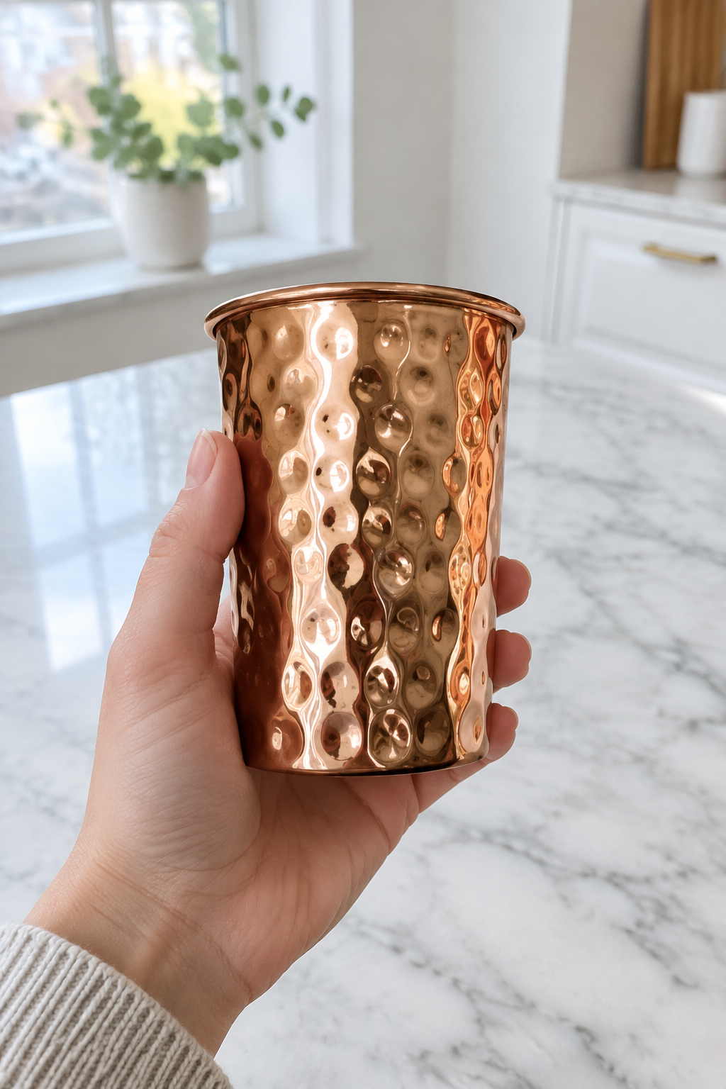 Pure Copper Hammered Glass — Set of 2 (300ml Ayurvedic Tumblers)