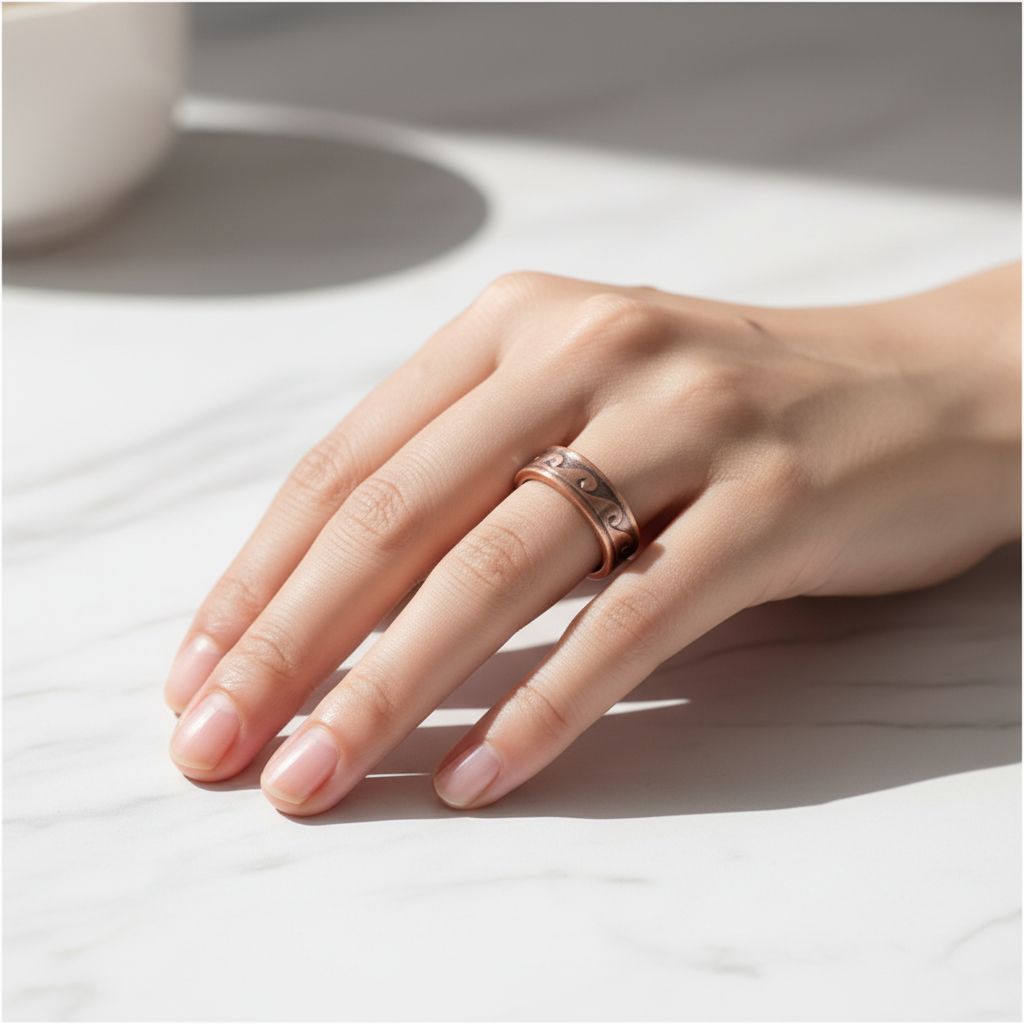 Pure Copper Vine Scroll Open Ring | Joint Pain Relief