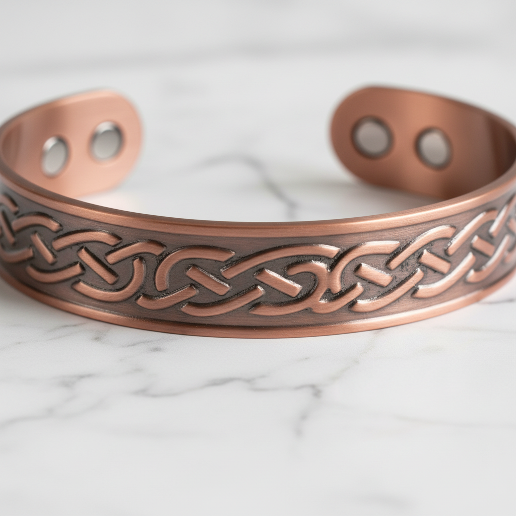 Close-up water ripple engraving and magnetic studs