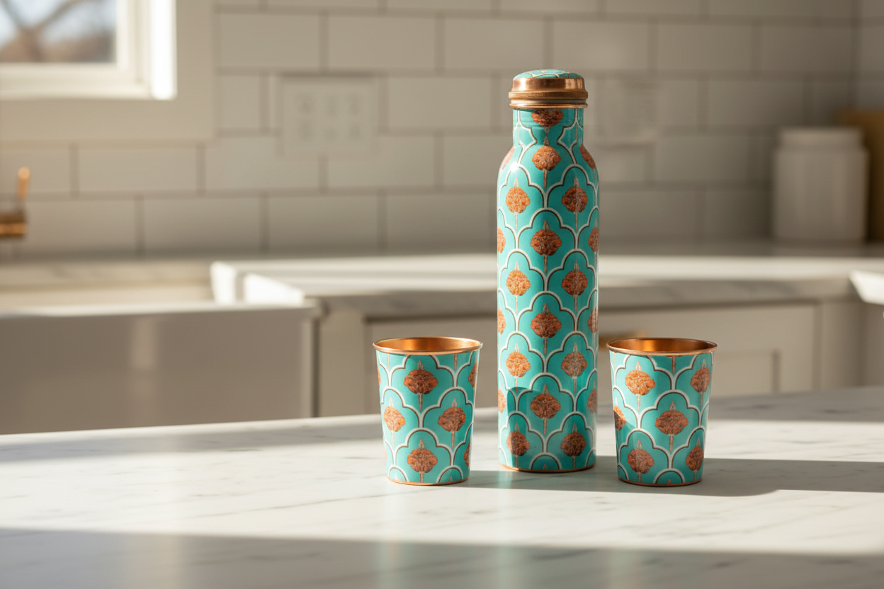 Green Digital Copper Set - Scandi kitchen lifestyle