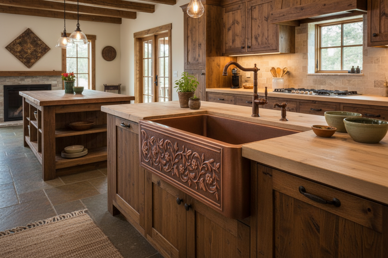 Copper farmhouse sink lifestyle farmhouse kitchen