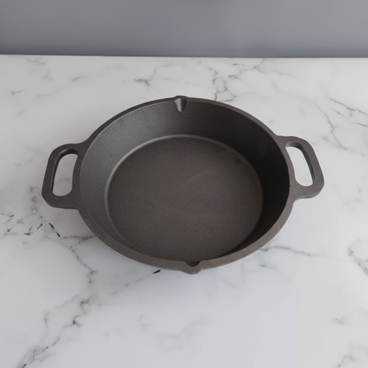 Cast Iron Dual Handle Skillet 45 degree marble - Face of Norway