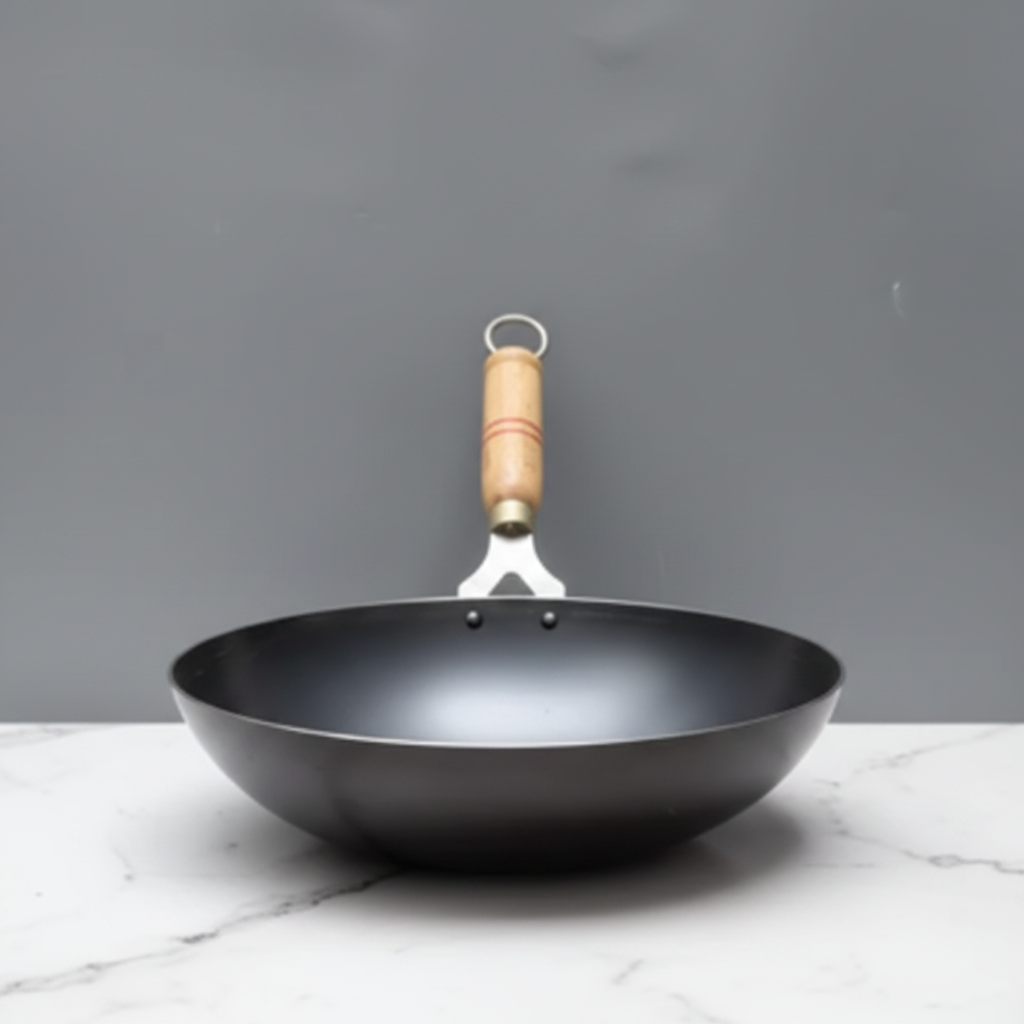 Pure Iron Wok front angle white marble - Face of Norway