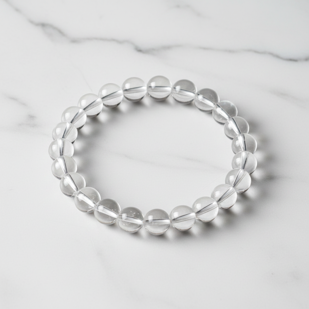 Clear quartz bracelet hero white marble