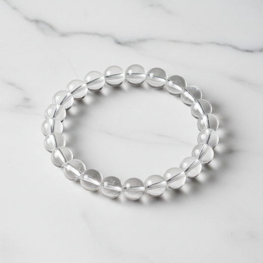 Clear quartz bracelet hero white marble