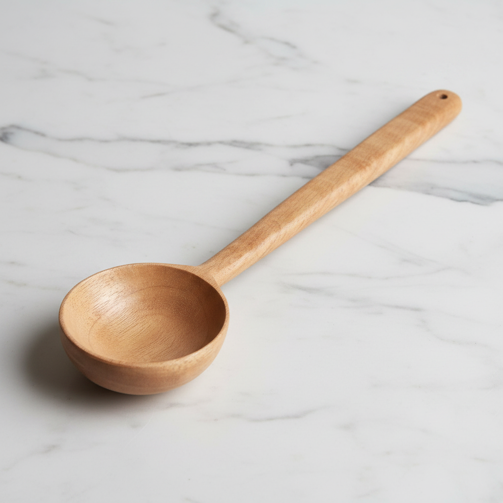 Neem Wood Gravy Ladle 45 degree angle