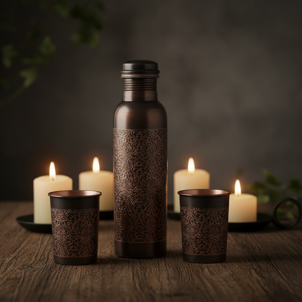 Black Antique Copper Set - moody candlelight lifestyle