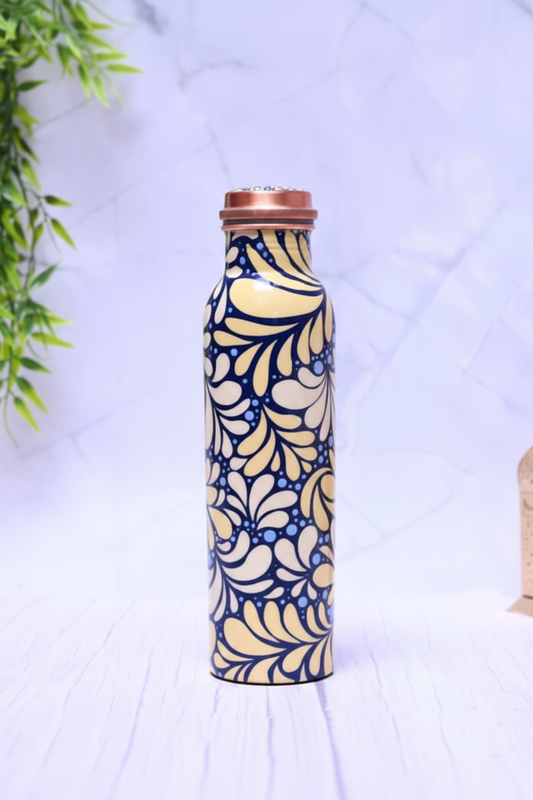 Blue Ivory Copper Water Bottle 1000ml - green plant background