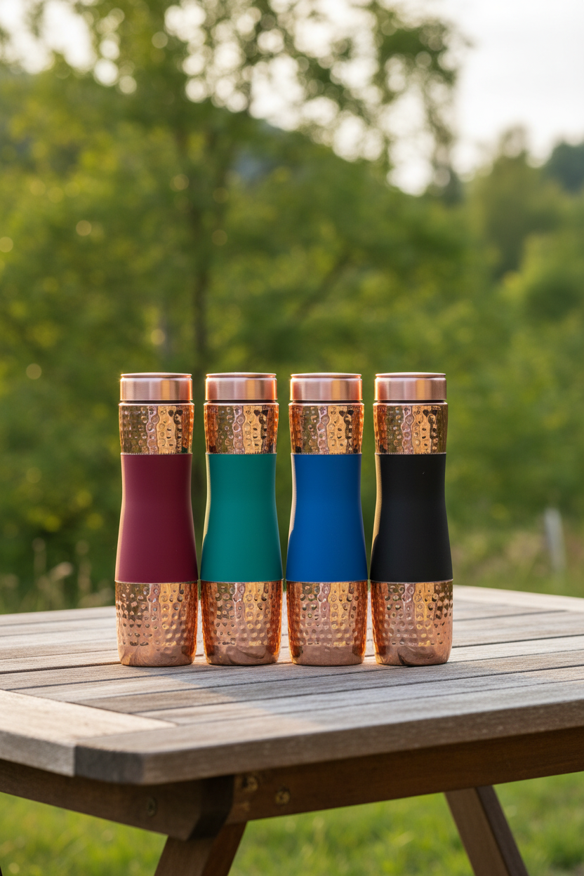 Copper Bottle Set of 4 - Norwegian terrace lifestyle