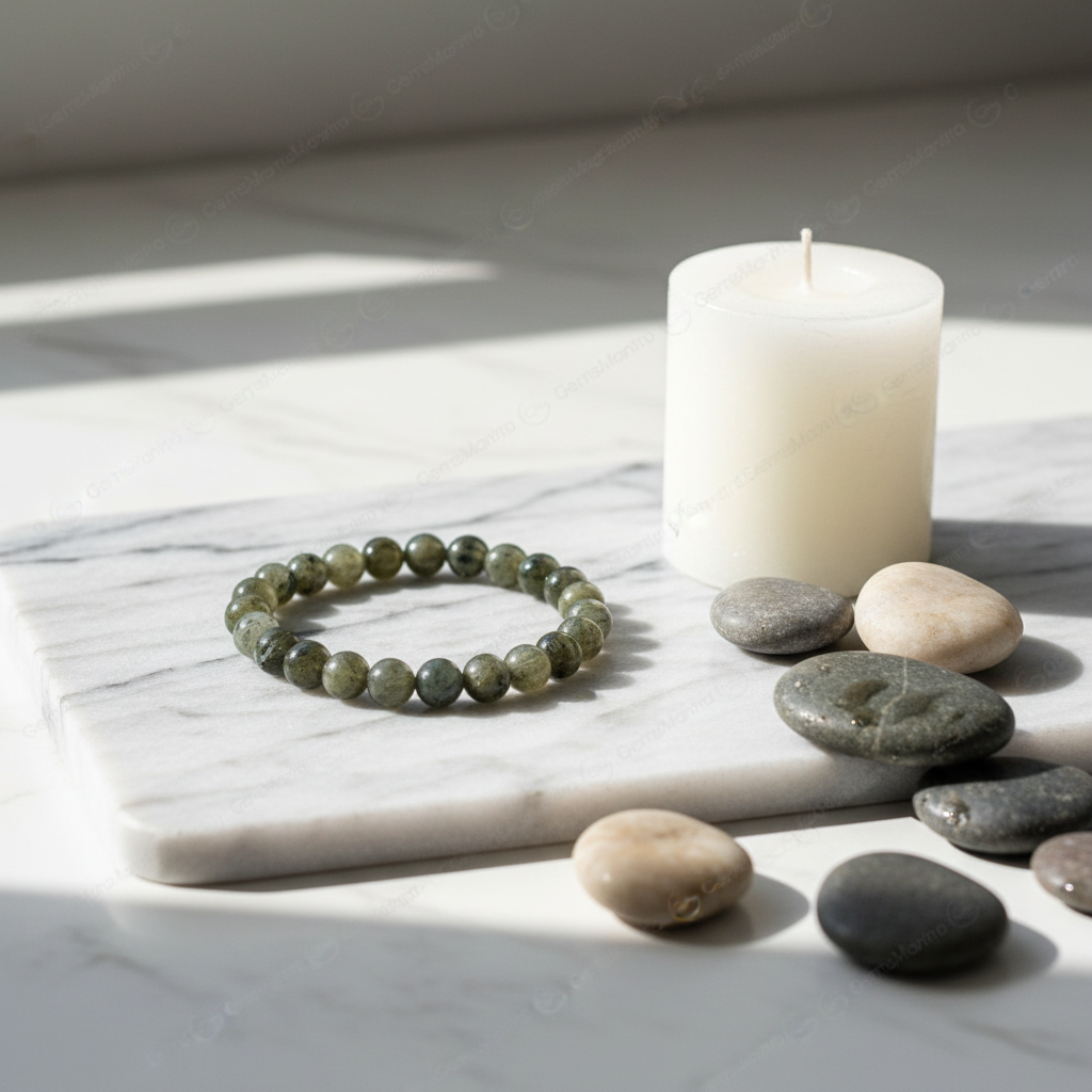 Labradorite bracelet candle wellness lifestyle