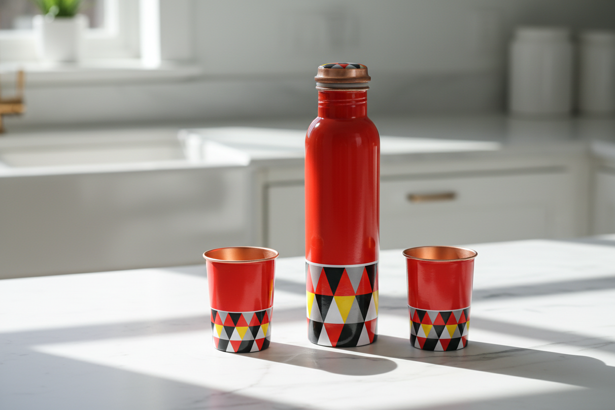Red Triangle Copper Set - Scandi kitchen lifestyle
