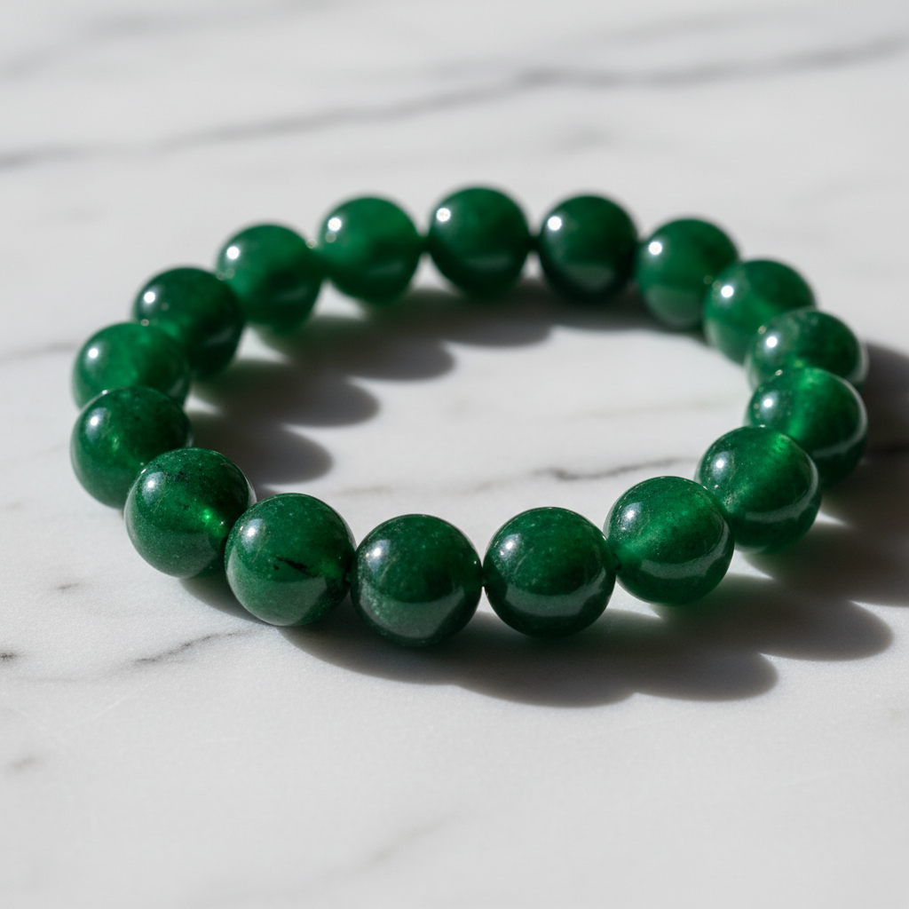 Jade bracelet bead closeup