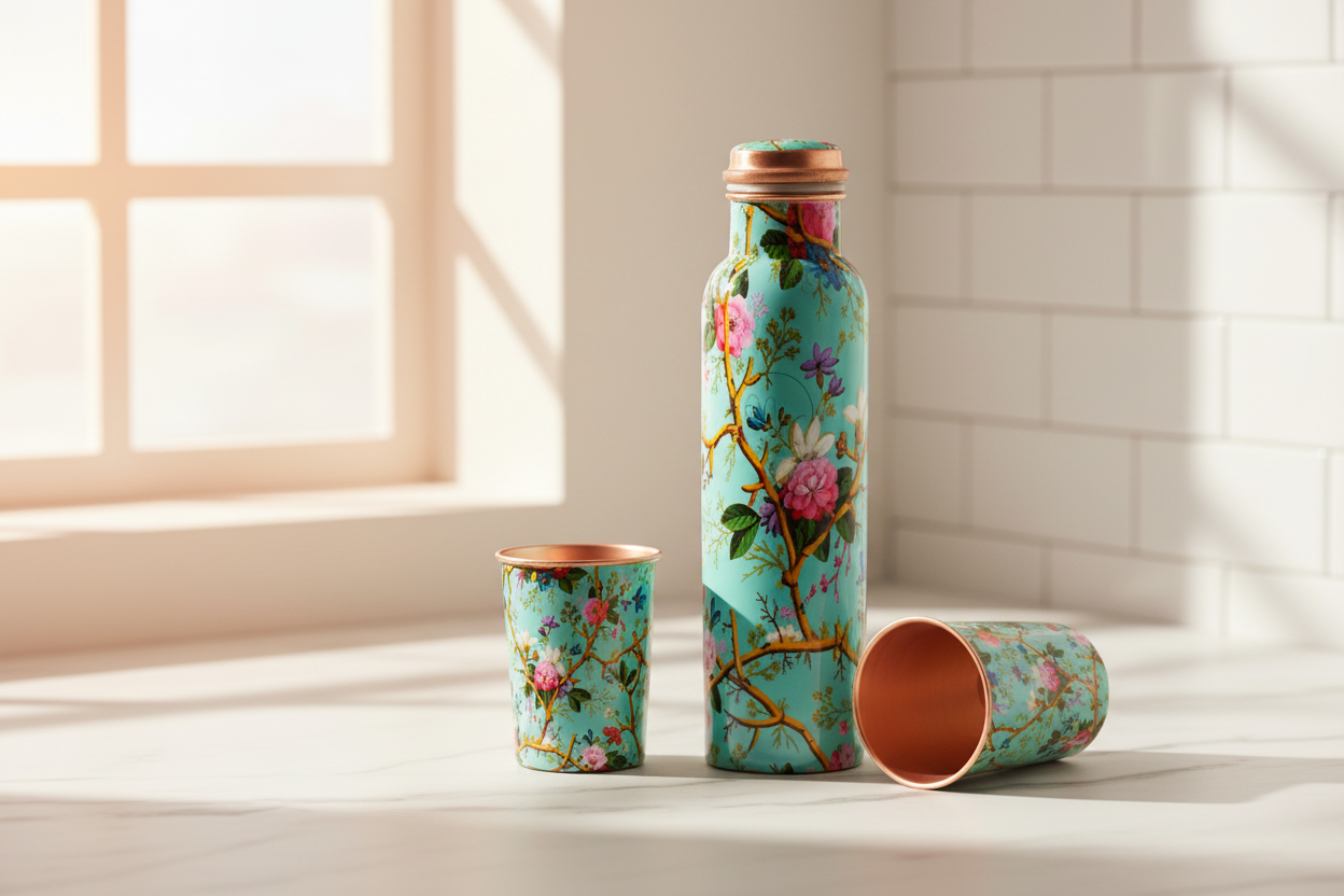 Pink Rose Copper Set - Scandi kitchen lifestyle