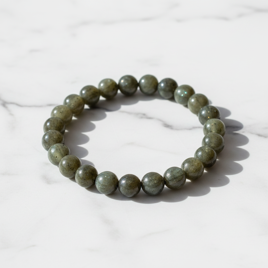 Labradorite bracelet hero white marble