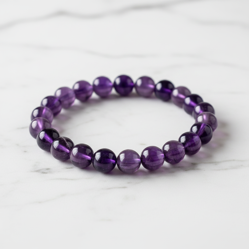 Amethyst bracelet hero white marble