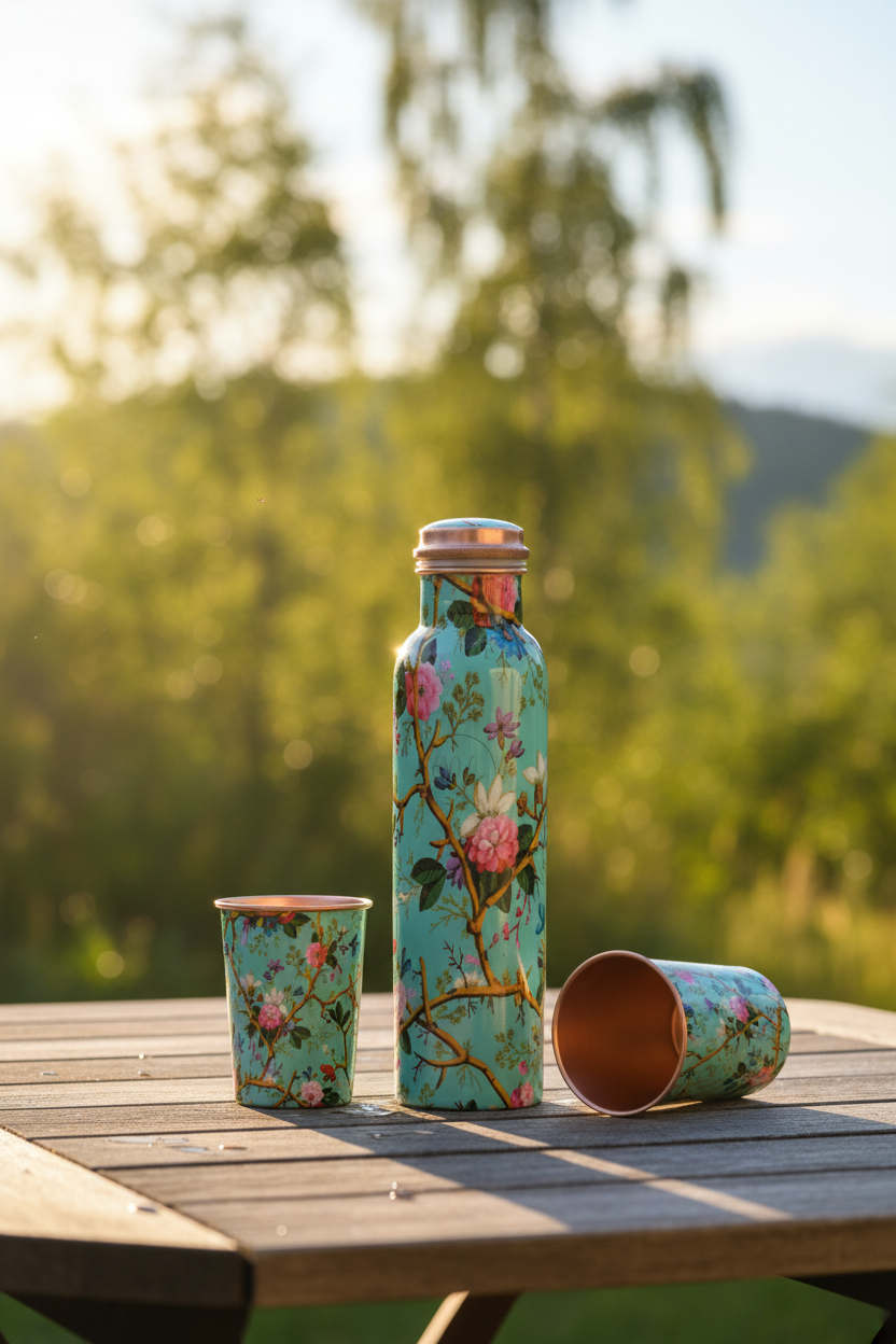 Pink Rose Copper Set - Norwegian terrace lifestyle