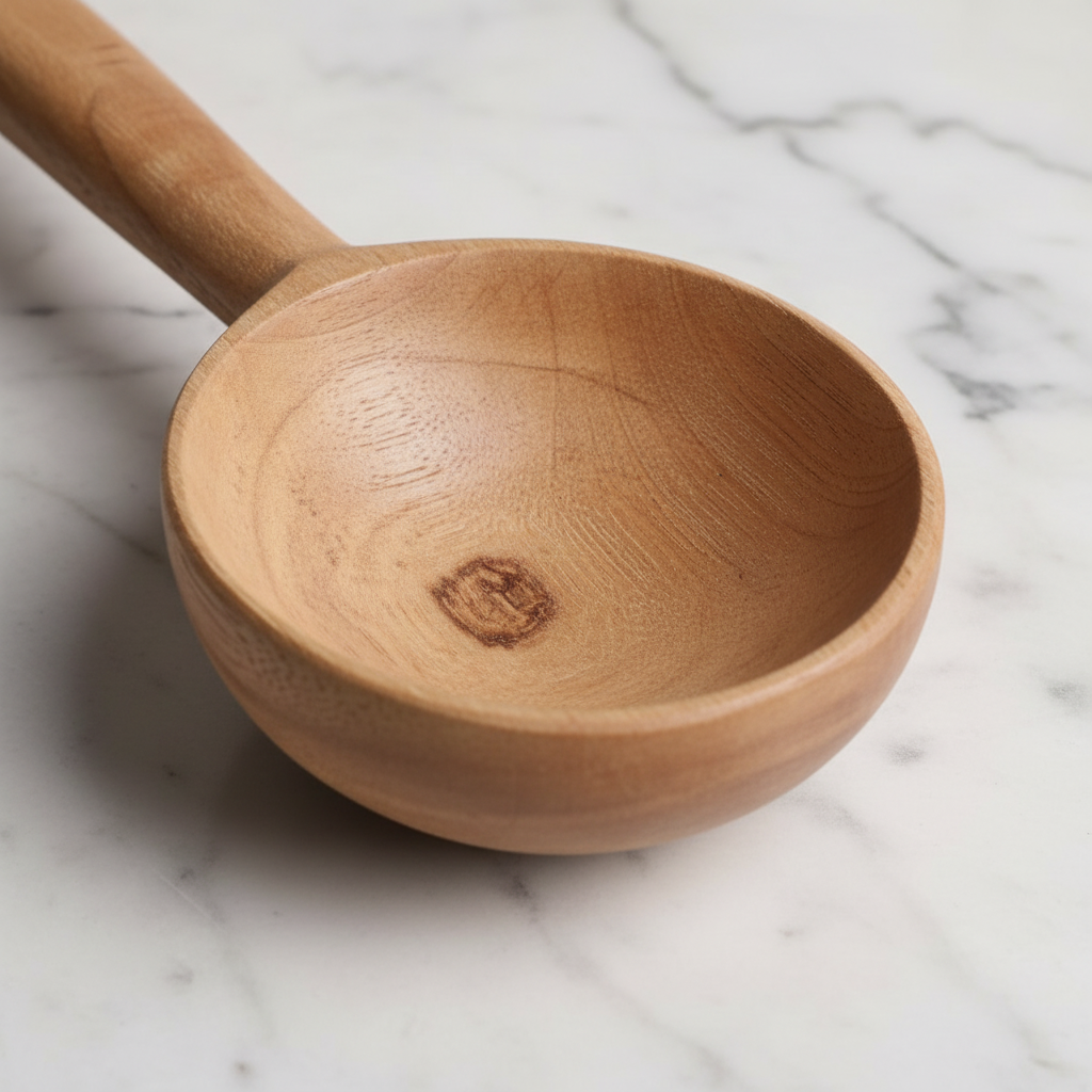 Neem Wood Gravy Ladle close-up detail