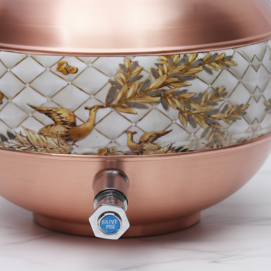 Pure Copper Ghada Pot Half Enamel Dispenser close-up enamel band detail
