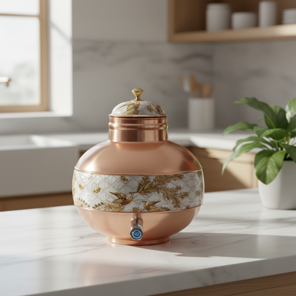 Pure Copper Ghada Pot Half Enamel Dispenser UGC lifestyle