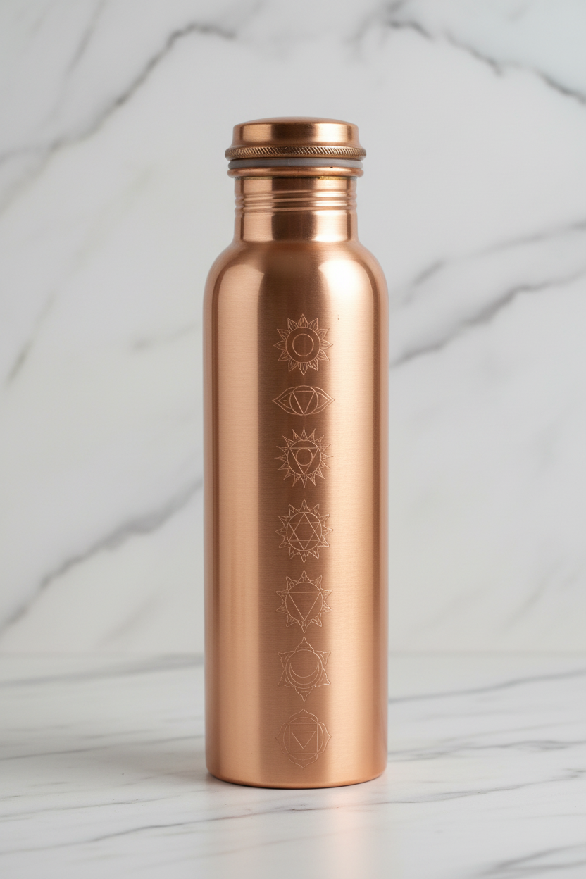 7 Chakra copper bottle 3/4 angle