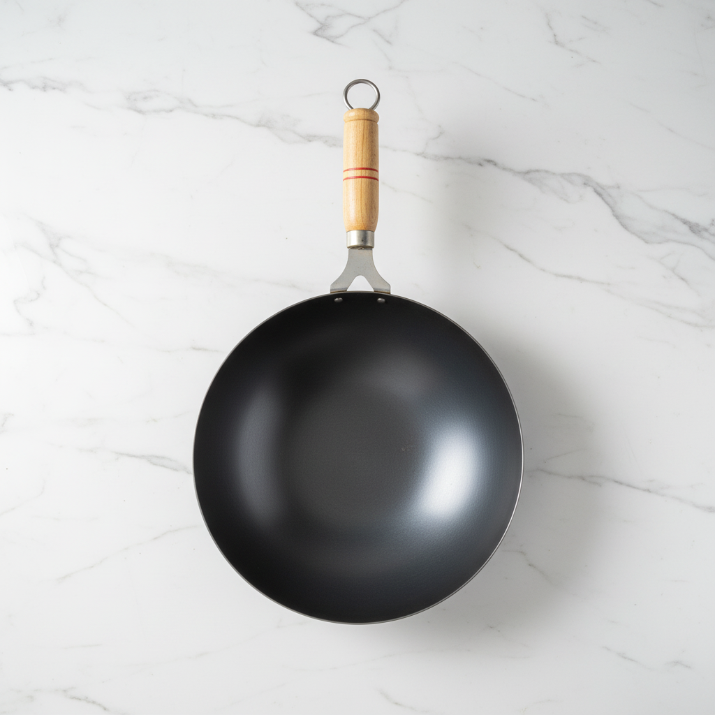 Pure Iron Wok top-down white marble - Face of Norway