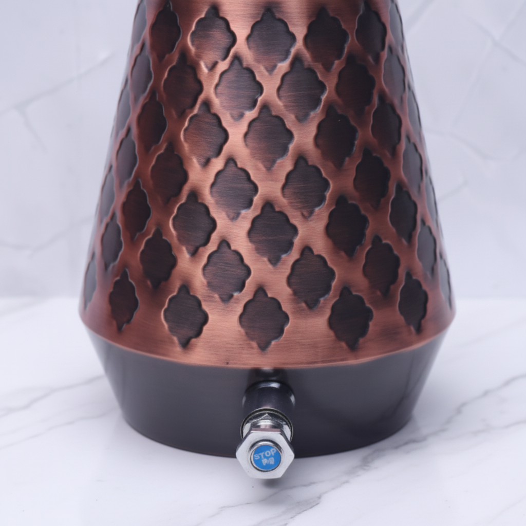 Pure Copper Conical Antique Kangura Dispenser close-up lattice detail