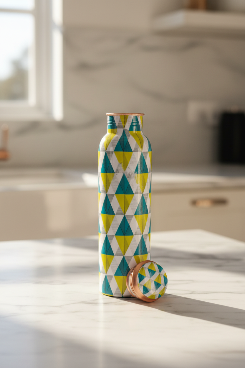 Spiffy Geometric Copper Bottle - Scandi kitchen lifestyle