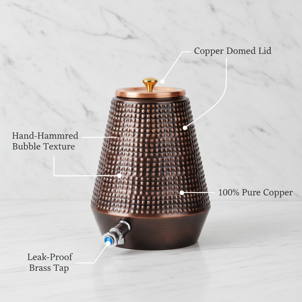 Pure Copper Water Dispenser Conical Antique Bubble Design