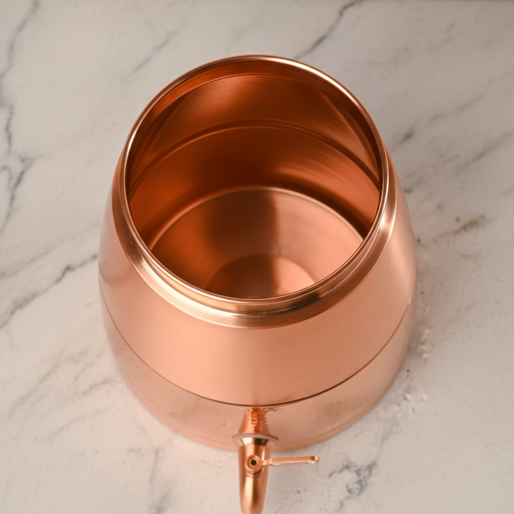 Pure Copper Half-Hammered Barrel Dispenser 8L | Ayurvedic, Handcrafted