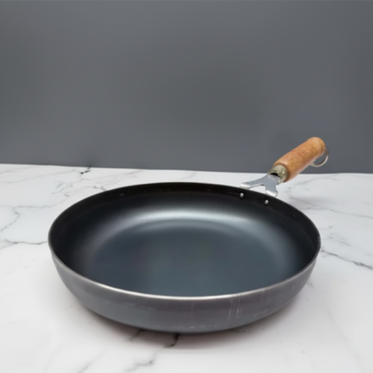 Pure Iron Fry Pan — Wooden Handle | Small & Large