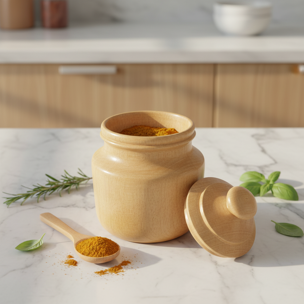 Neem Wood Storage Jar | Handcrafted Antibacterial Kitchen Storage