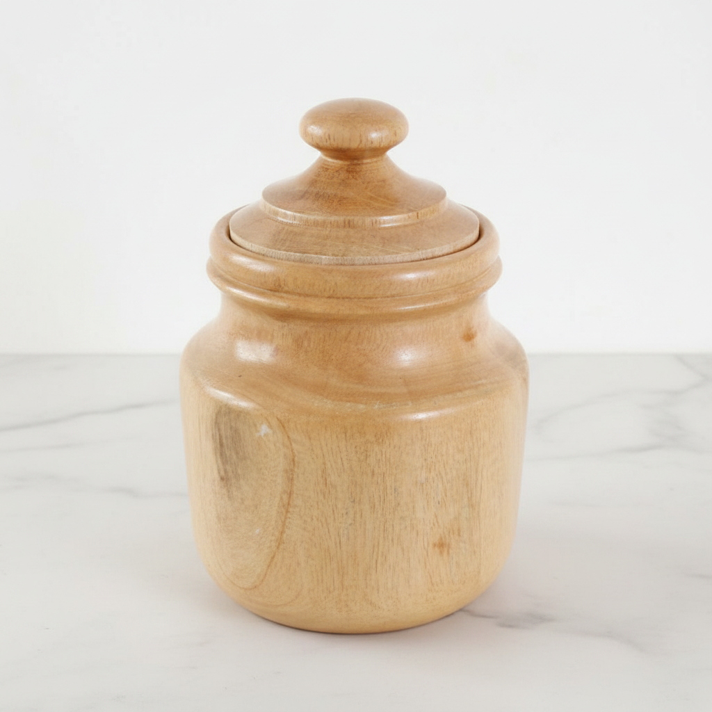 Neem Wood Storage Jar | Handcrafted Antibacterial Kitchen Storage