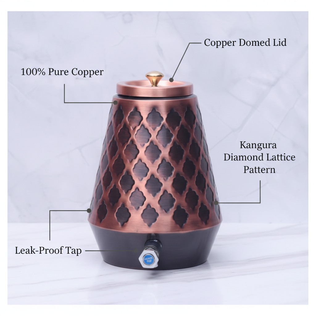 Pure Copper Water Dispenser Conical Antique Kangura Design