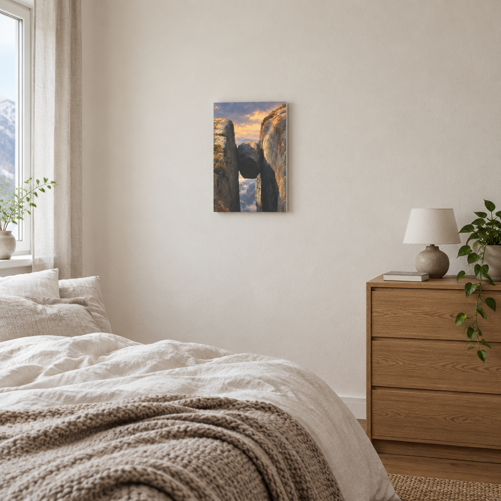 Kjeragbolten at Sunset | Norwegian Canvas Art