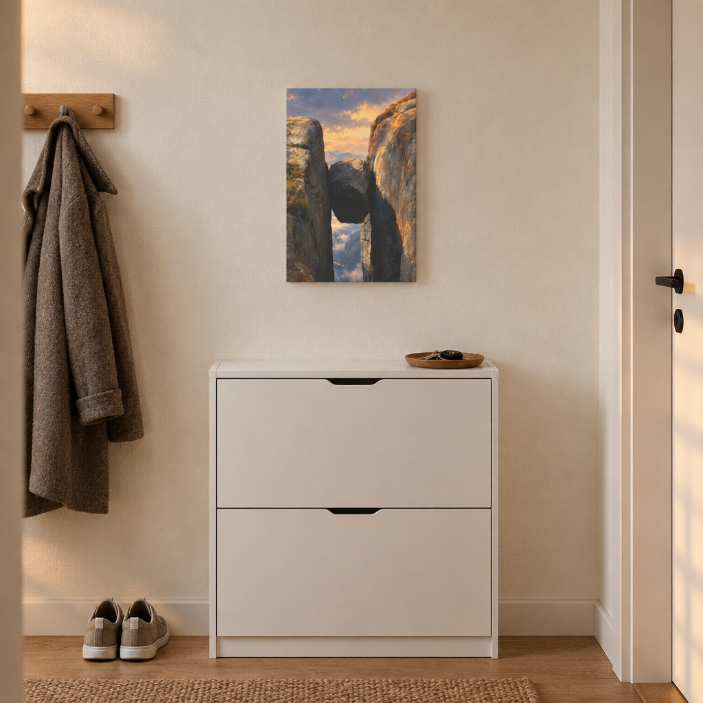 Kjeragbolten at Sunset | Norwegian Canvas Art