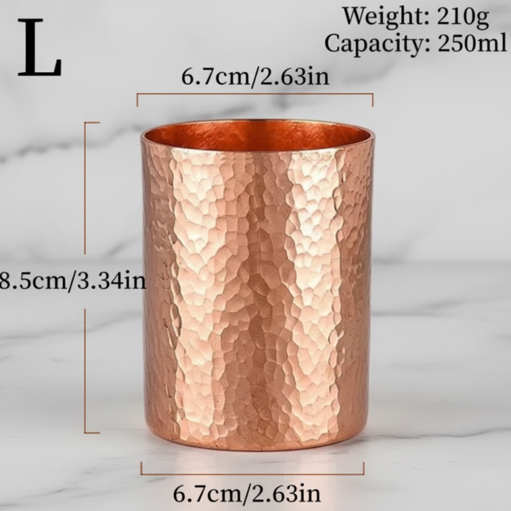 Pure Copper Shot & Drink Cups – Handcrafted Hammer Texture | 100ml, 125ml & 250ml