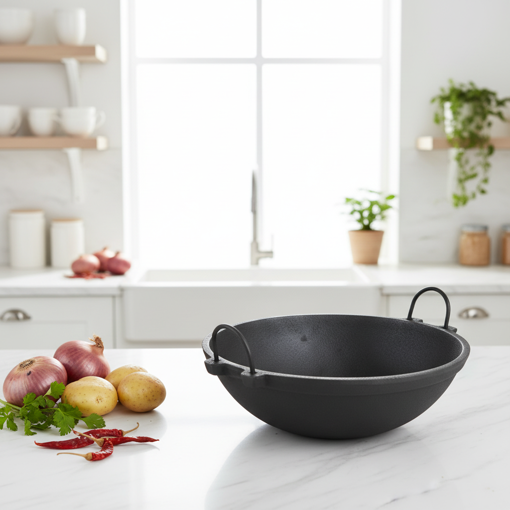 Cast Iron Kadai Set — Small, Medium & Large