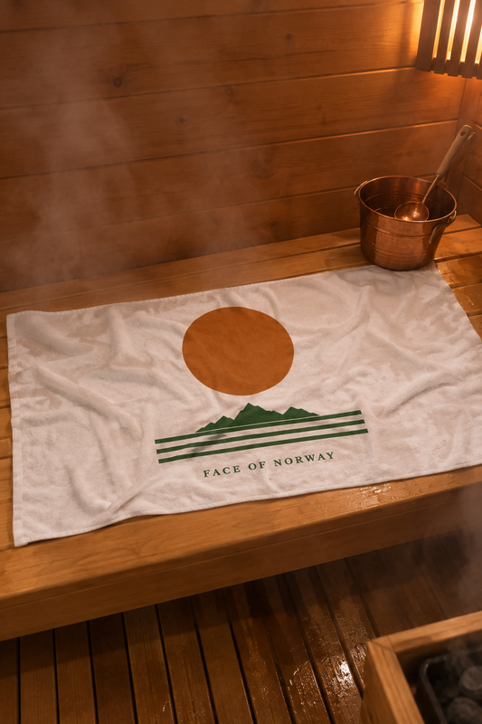Face of Norway Beach Towel – Copper Sun & Fjord Design