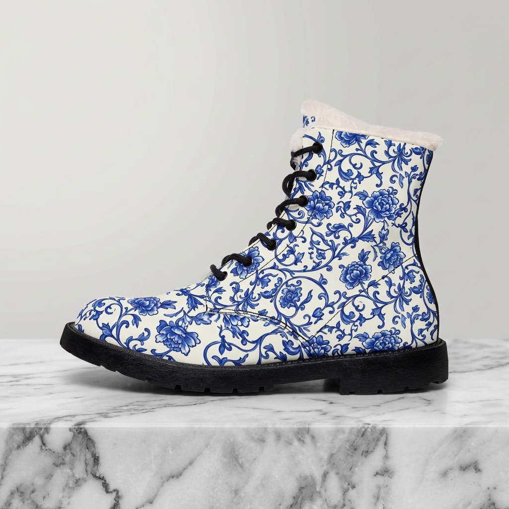 Face of Norway Porcelain Blue – Women's Fleece-Lined Art Boots