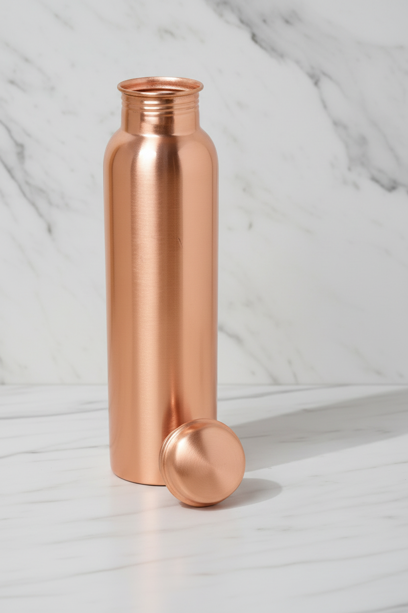 Pure Copper Water Bottle – Plain Matt Finish 1000ml | Ayurvedic Tamra Jal