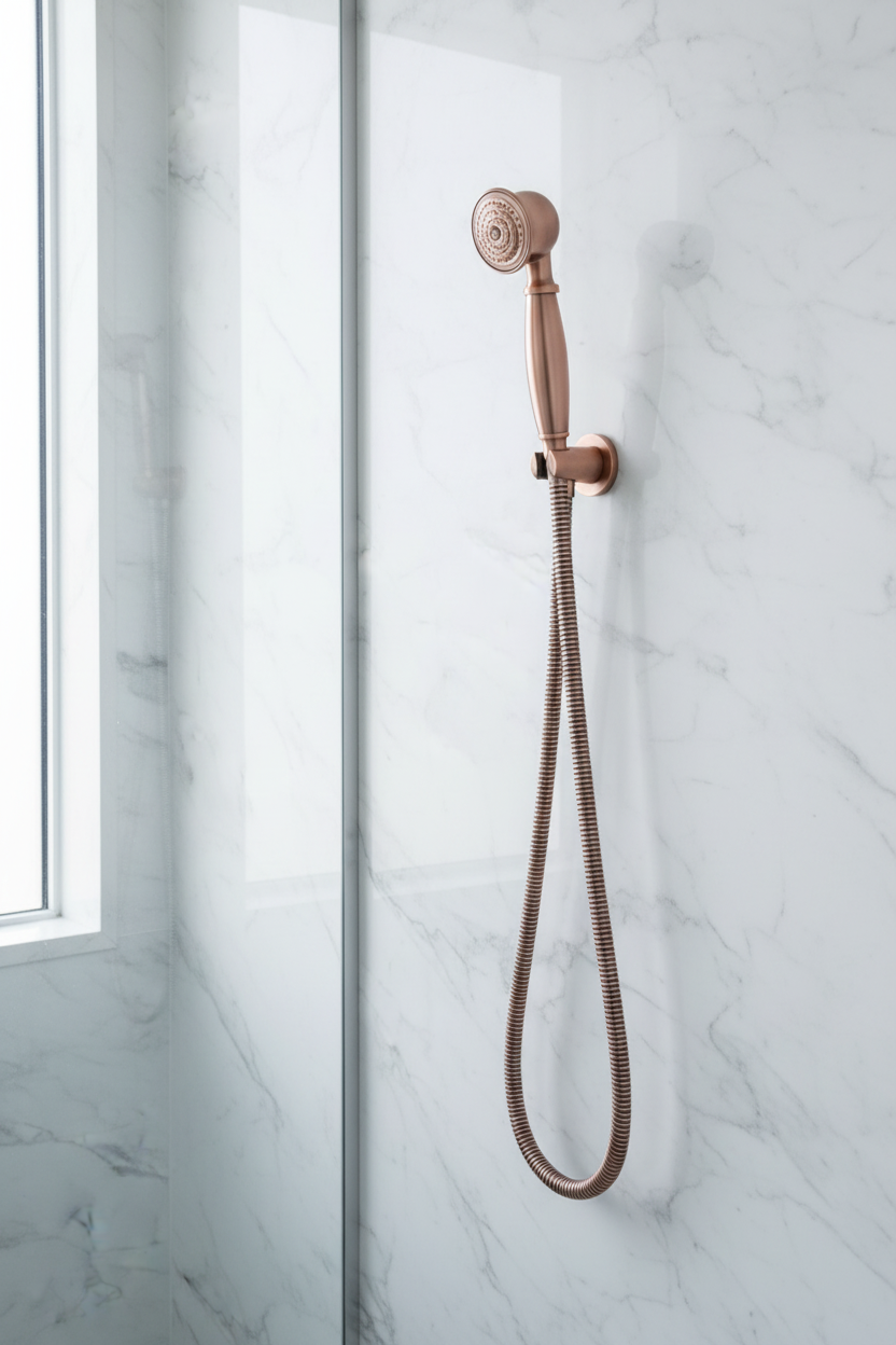 Antique Red Copper Telephone Hand Held Shower Head | 1.5m Hose | Water Saving Handheld Shower Set